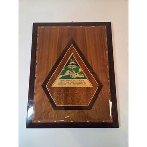 Vtg US Navy Task Force 67 Fleet Air Mediterranean Wood Inlay Marquetry Plaque
